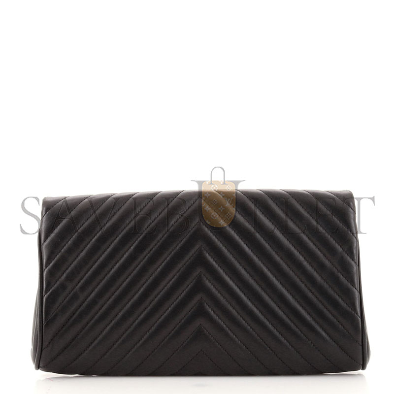 CHANEL FOLD UP AGAIN CLUTCH CHEVRON SHEEPSKIN (31*19*6cm) 